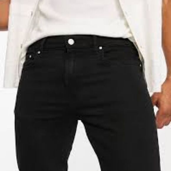 ASOS DESIGN skinny jeans in black with knee rips Waist 30 Length 32 NWT and in p - Picture 4 of 7